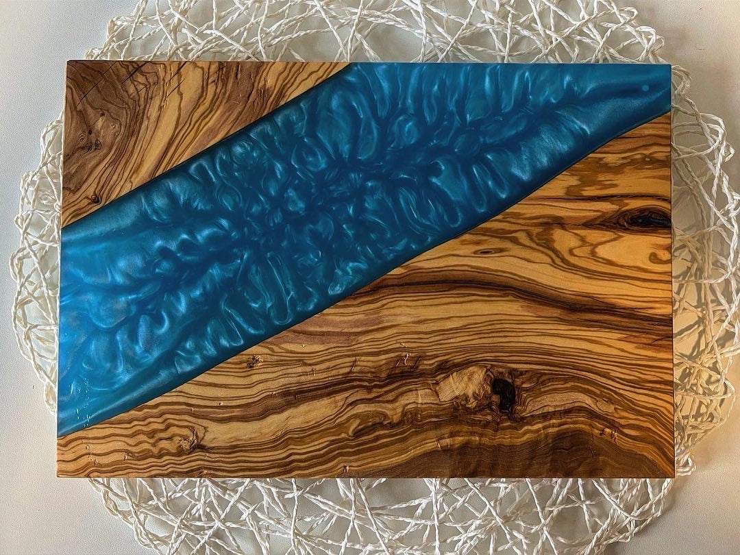 Servierplatte Epoxid-Olive