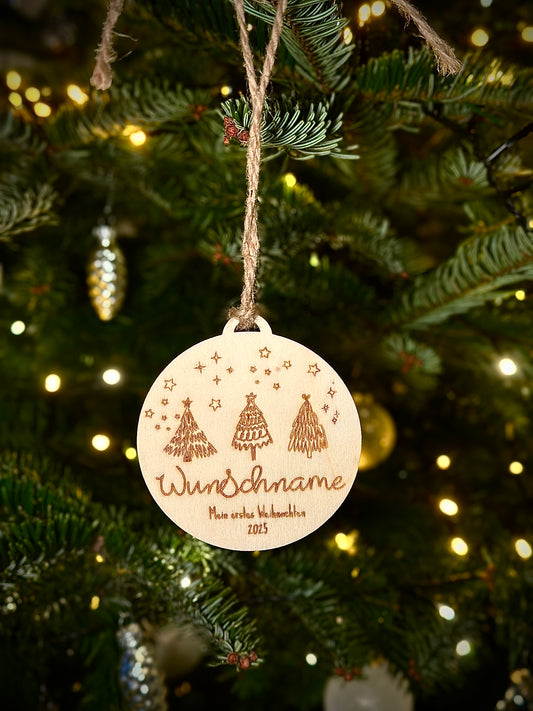 Personalisierter Weihnachtsanhänger aus Holz – „Mein erstes Weihnachten“