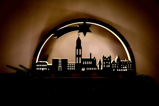 Lichterdeko Kerpen aus Pappelholz mit Lichterkette