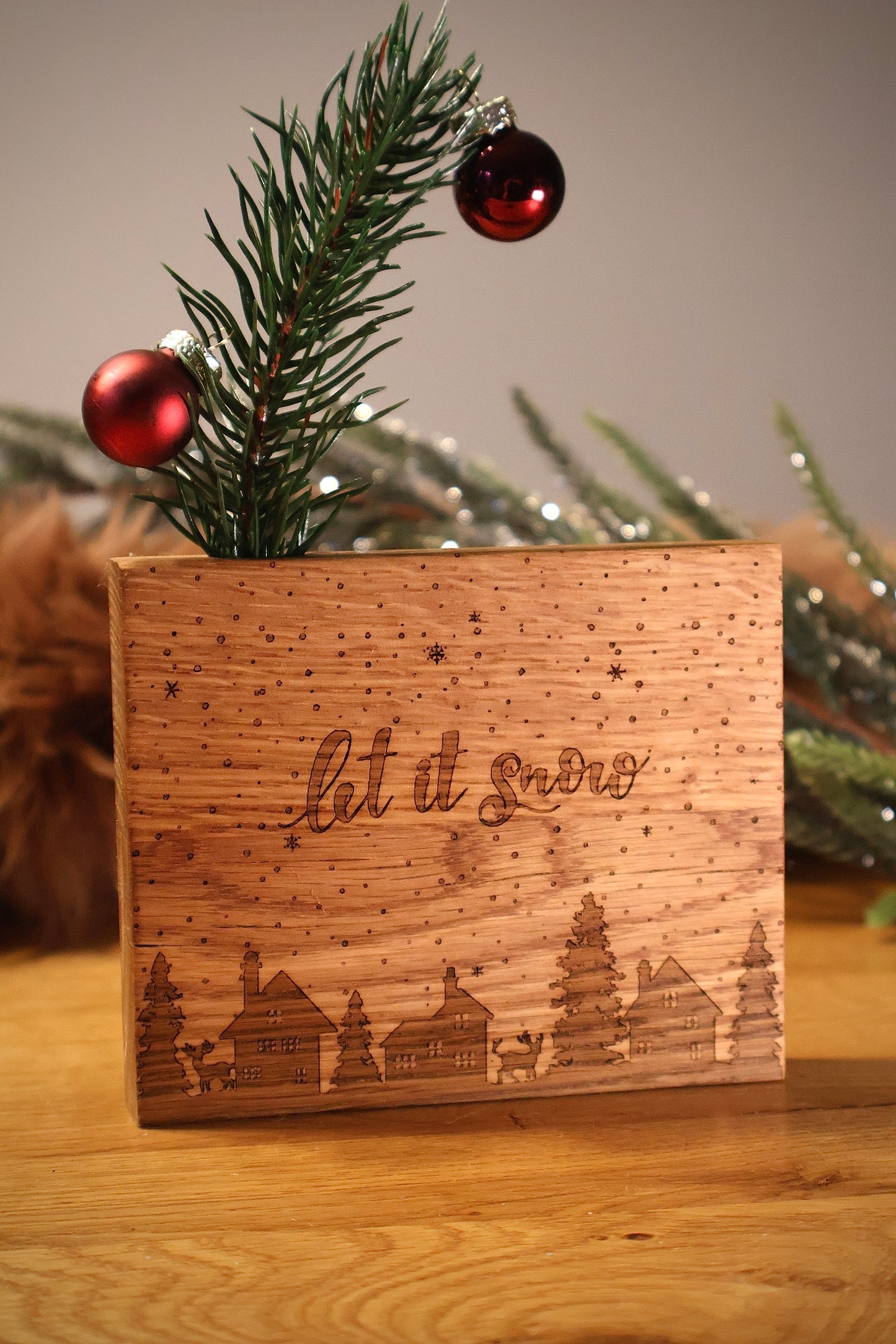 Holz-Dekovase Weihnachten