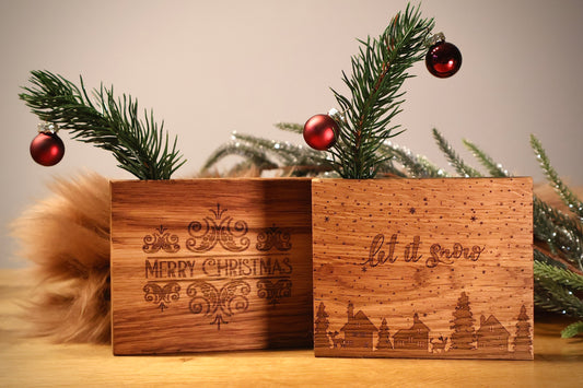 Holz-Dekovase Weihnachten