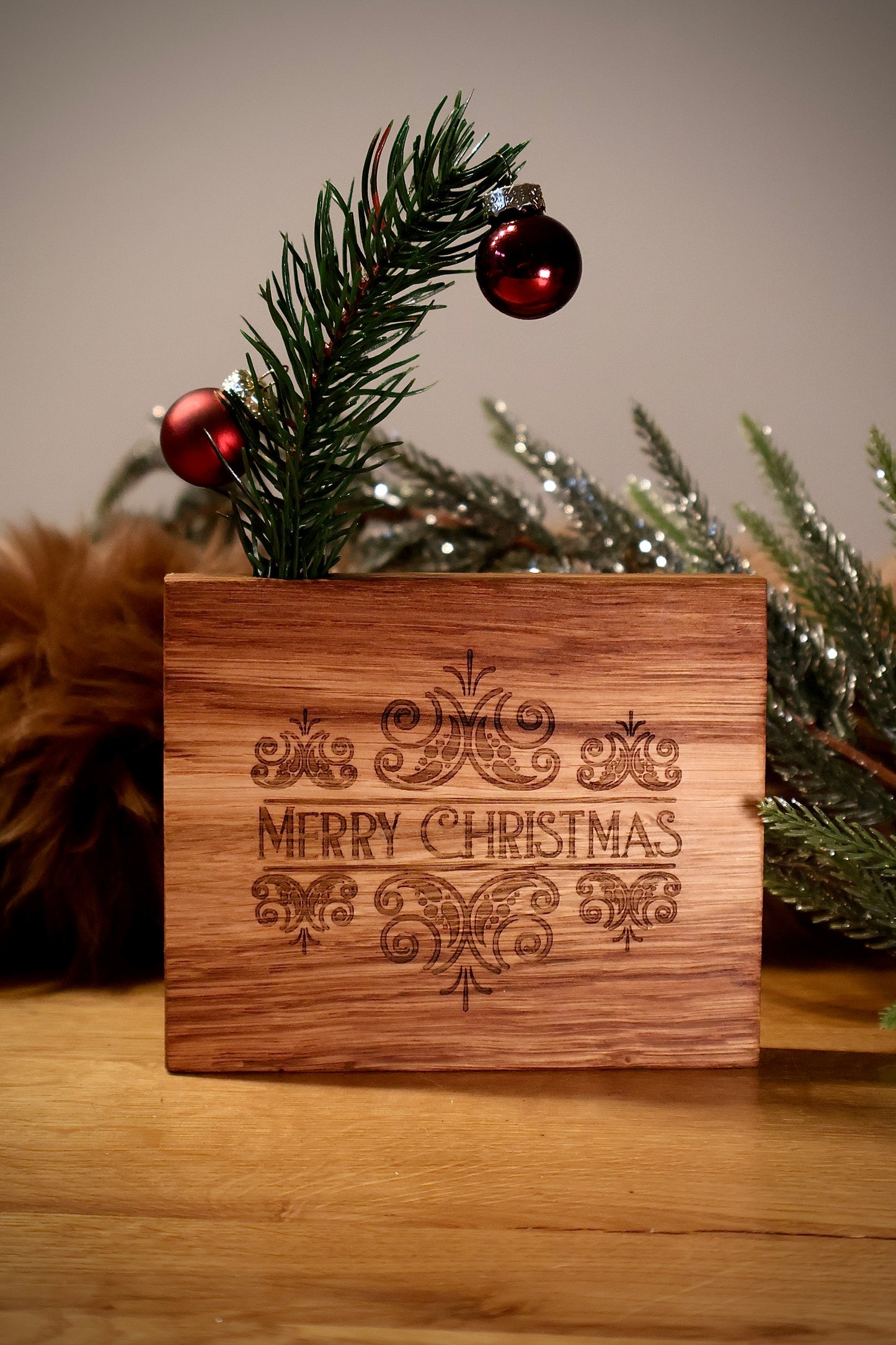 Holz-Dekovase Weihnachten