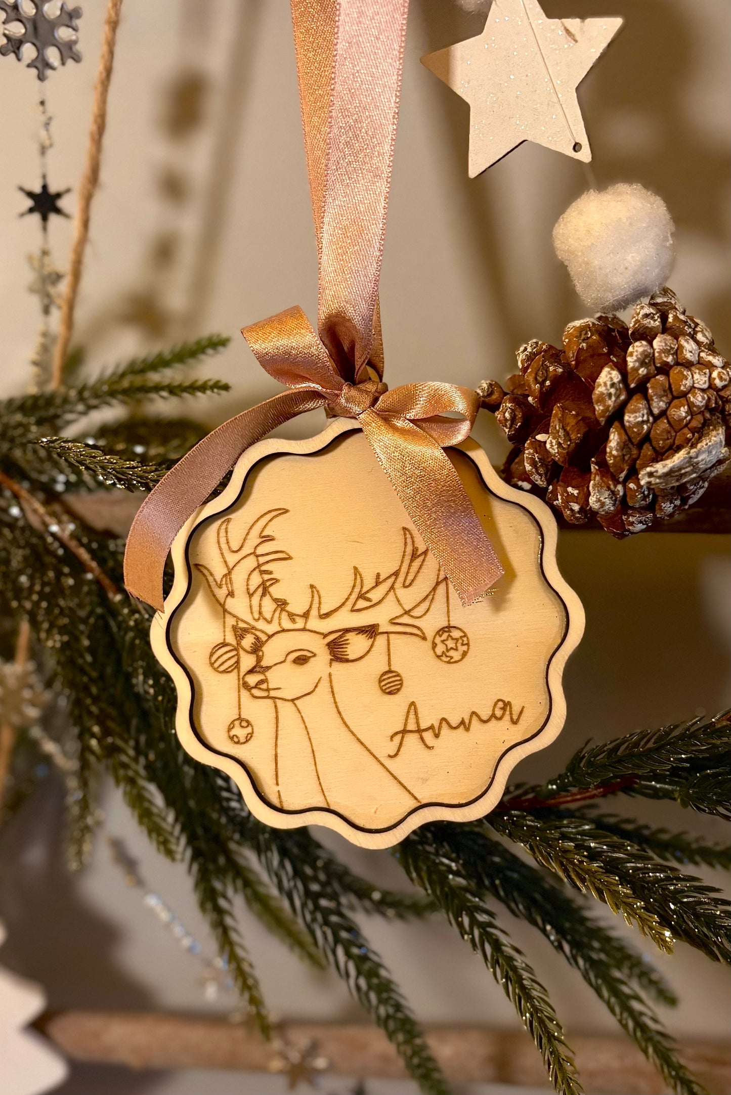 Personalisierter Rentier  Weihnachtsanhänger