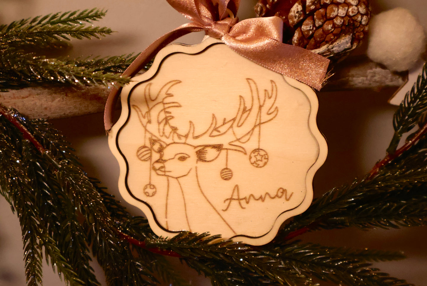 Personalisierter Rentier  Weihnachtsanhänger