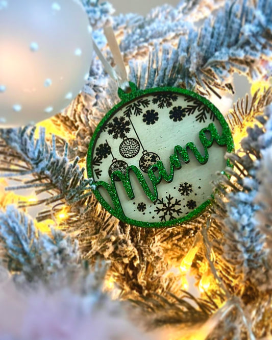 Einzigartiger Weihnachtsbaumschmuck mit Glitzer – Personalisierte Feiertagsdekoration für deinen Weihnachtsbaum