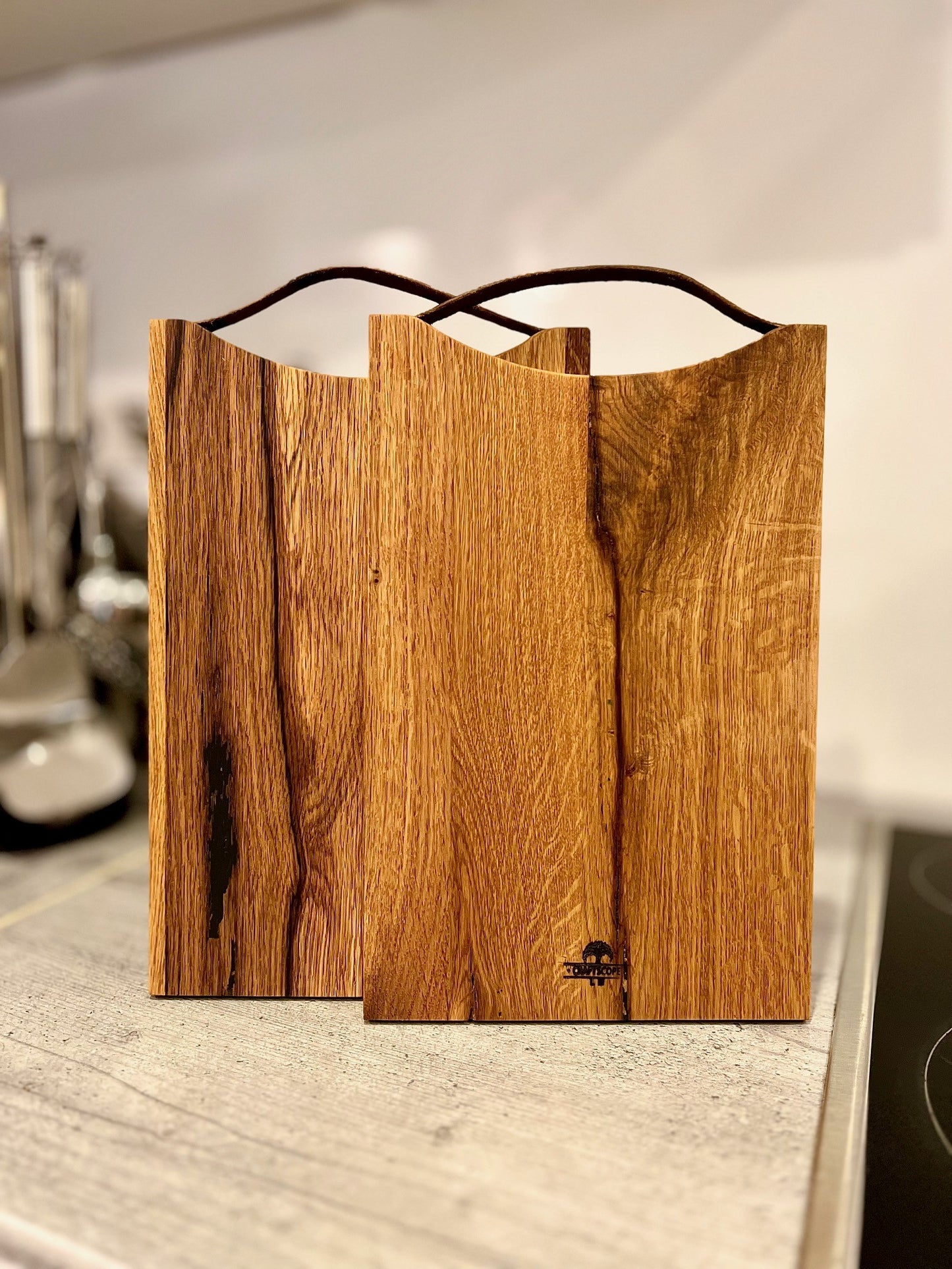 Ledergriff Eichen-Klassiker Schneidebrett